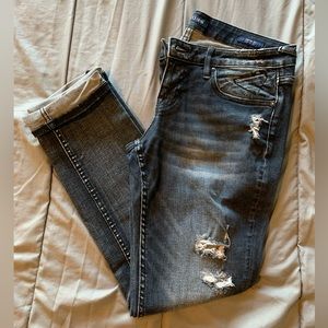 VIGOSS The Thompson Tomboy Jeans Womens 27 Low Rise Distressed Blue Denim